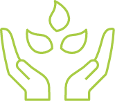 hands holding a plant icon